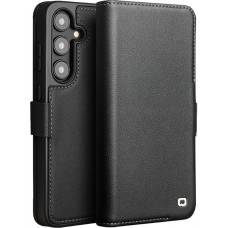 Fourre Samsung Galaxy S23+ - Flip Qialino cuir véritable mat avec fermeture magnétique - Noir mat