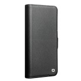 Fourre Samsung Galaxy S23+ - Flip Qialino cuir véritable mat avec fermeture magnétique - Noir mat