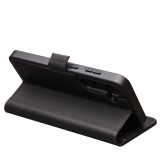 Fourre Samsung Galaxy S23+ - Flip Qialino cuir véritable mat avec fermeture magnétique - Noir mat