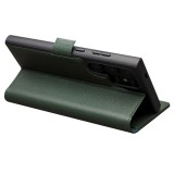 Fourre Samsung Galaxy S24 Ultra - Flip Qialino cuir véritable mat avec fermeture magnétique - Vert mat