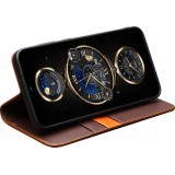 Samsung Galaxy S25+ Case Hülle - Qialino Flip Matt Wallet Echtleder - Braun