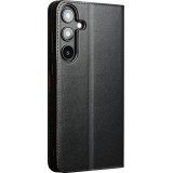 Samsung Galaxy S25 Case Hülle - Qialino Flip Matt Wallet Echtleder - Schwarz