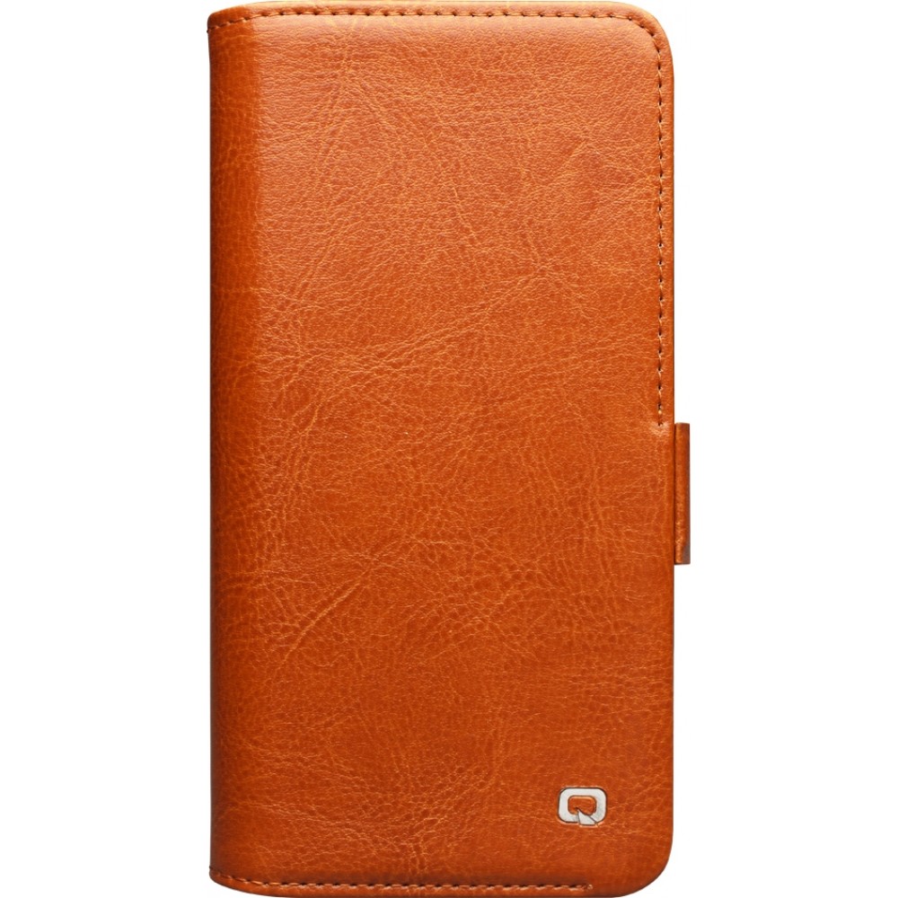 Samsung Galaxy S25 Case Hülle - Flip Qialino Echtleder mit magnetischem Verschluss - Hellbraun