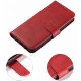 Galaxy S25 Ultra Case Hülle - Leder Flip mit magnetischem Verschluss - Rot