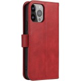 Galaxy S25 Ultra Case Hülle - Leder Flip mit magnetischem Verschluss - Rot