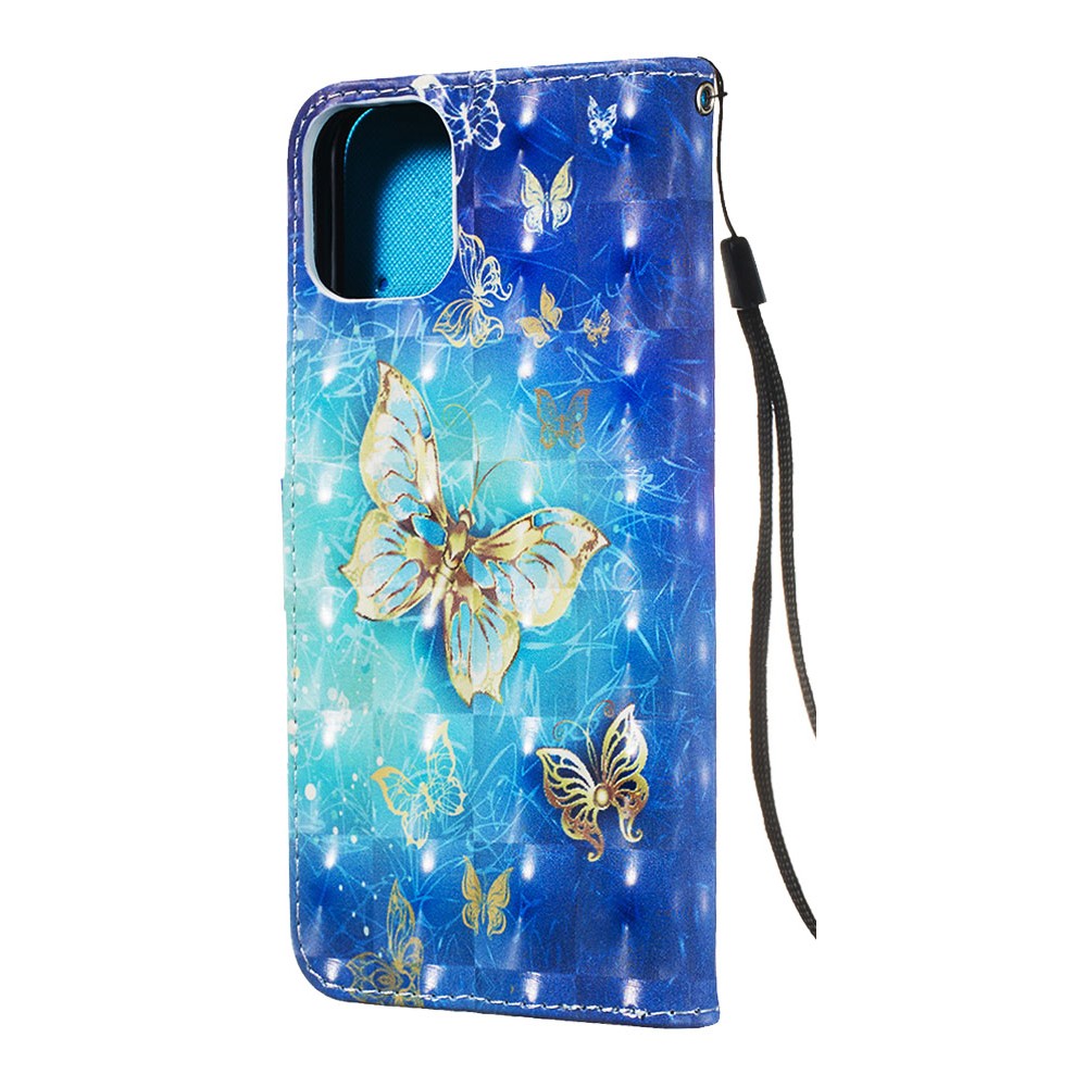 Hülle iPhone 11 - Flip 3D goldene Schmetterlinge