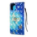 Hülle iPhone 11 - Flip 3D goldene Schmetterlinge