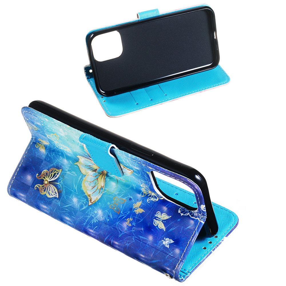 Hülle iPhone 11 - Flip 3D goldene Schmetterlinge