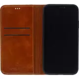 Fourre iPhone 15 Plus - Flip Fierre Shann cuir véritable - Brun