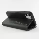 Fourre iPhone 15 Pro Max - Flip Fierre Shann cuir véritable - Noir