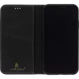 Fourre iPhone 15 Pro Max - Flip Fierre Shann cuir véritable - Noir