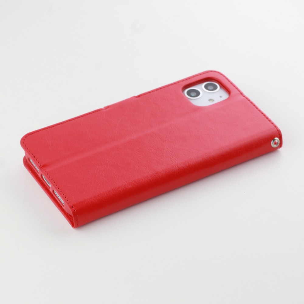 Hülle iPhone 12 / 12 Pro - Premium Flip Leder Tasche - Rot