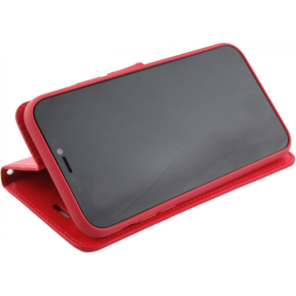 Hülle iPhone 12 / 12 Pro - Premium Flip Leder Tasche - Rot