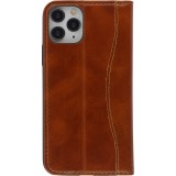 Hülle iPhone 11 Pro - Flip Fierre Shann Echtleder - Braun
