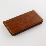 Hülle iPhone 11 Pro - Flip Fierre Shann Echtleder - Braun