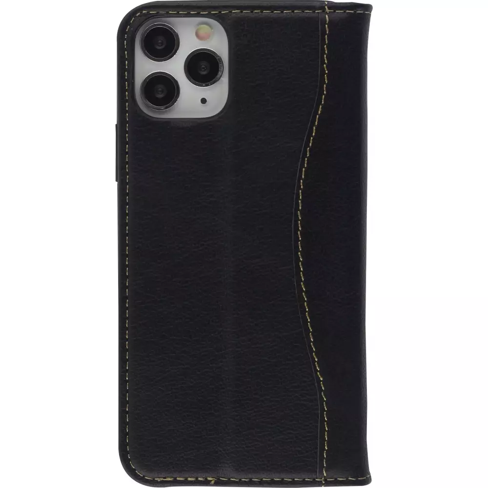 Hülle iPhone 11 Pro Max - Flip Fierre Shann Echtleder - Schwarz