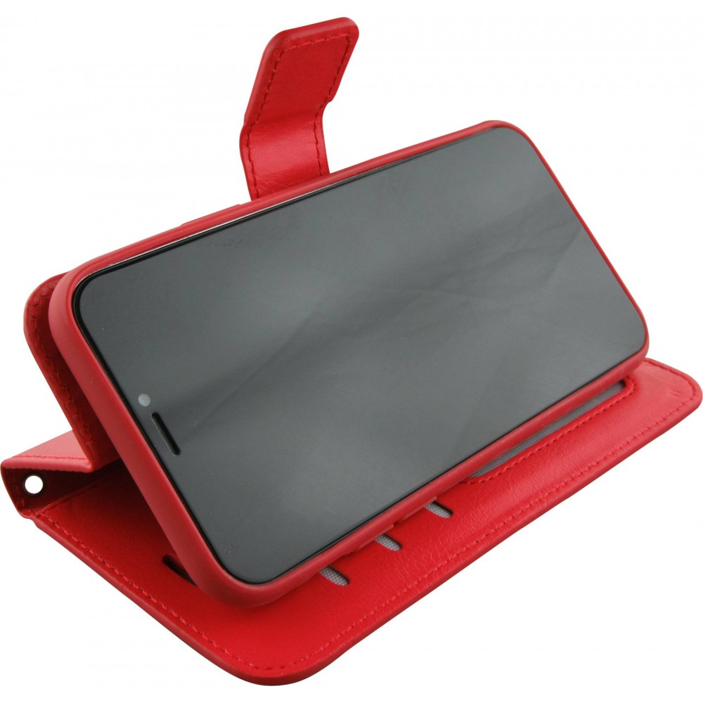 Hülle iPhone 13 Pro Max - Premium Flip Leder Tasche - Rot