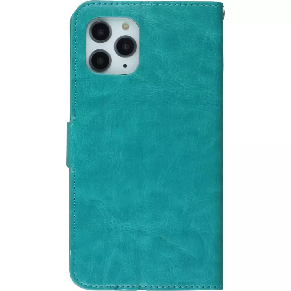 Fourre iPhone 16 Pro - Premium Flip cuir lisse porte-cartes - Turquoise