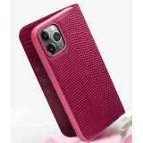 Hülle iPhone 15 - Qialino Croco Flip Echtleder - Rosa