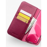 Hülle iPhone 15 - Qialino Croco Flip Echtleder - Rosa