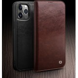 Hülle iPhone 12 mini - Qialino Flip Echtleder - Braun