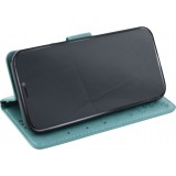 Hülle iPhone 12 / 12 Pro - Flip Schmetterling Strass - Türkis