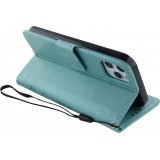 Hülle iPhone 12 / 12 Pro - Flip Schmetterling Strass - Türkis