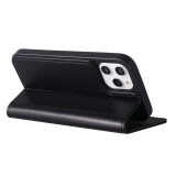 iPhone 12 / 12 Pro Case Hülle - GEBEi Kala Serie Luxus in echtem Leder, Kartenhalter, Videohalter - Schwarz