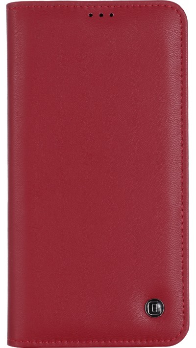 iPhone 12 / 12 Pro Case Hülle - GEBEi Kala Serie Luxus in echtem Leder, Kartenhalter, Videohalter - Rot