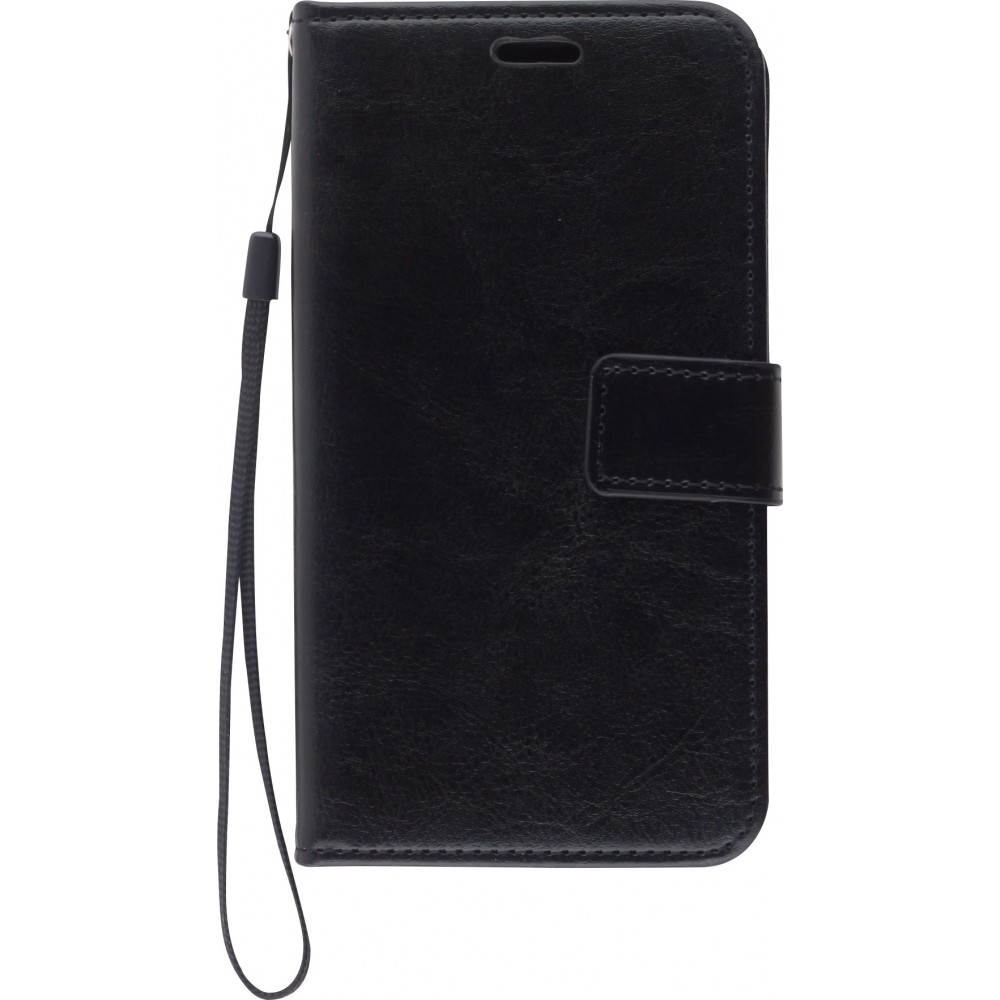 iPhone 13 Pro Max Case Hülle - Premium Flip Leder Tasche - Schwarz