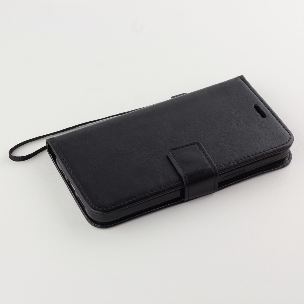 iPhone 13 Pro Max Case Hülle - Premium Flip Leder Tasche - Schwarz