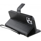 iPhone 13 Pro Max Case Hülle - Premium Flip Leder Tasche - Schwarz
