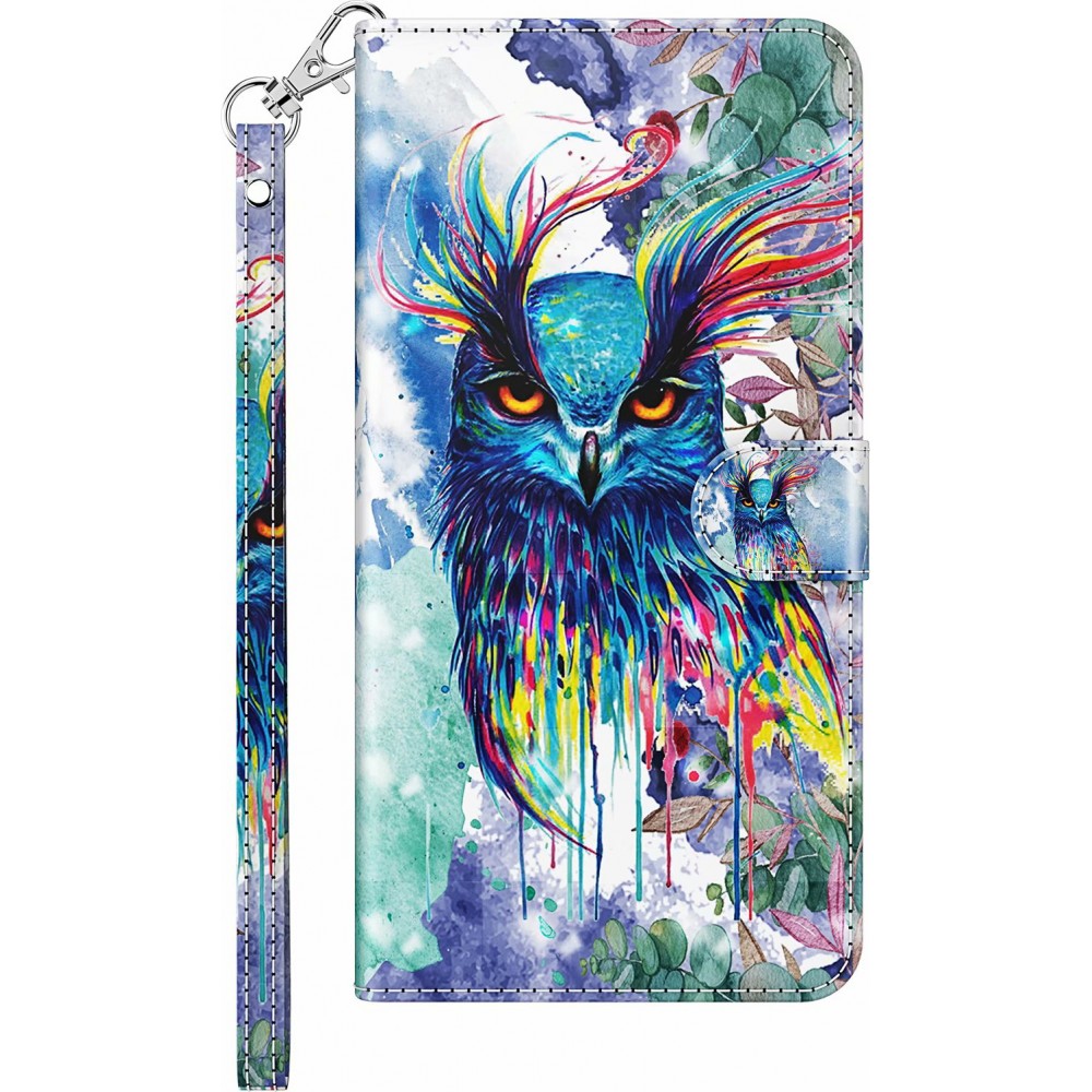 Hülle iPhone 16e - 3D Flip Bunte Eule