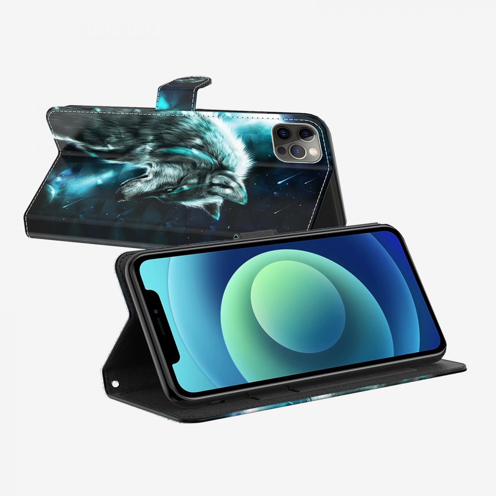 Hülle iPhone 16e - 3D Flip Wolf Universe