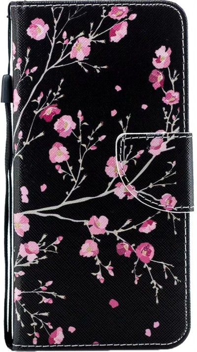 Hülle iPhone 12 Pro Max - Flip Kirschblüten - Schwarz