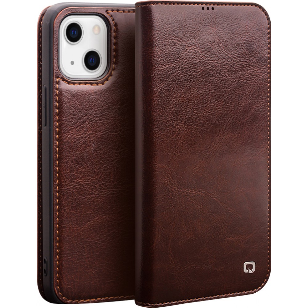iPhone 11 Pro Case Hülle - Qialino Flip Echtleder - Braun