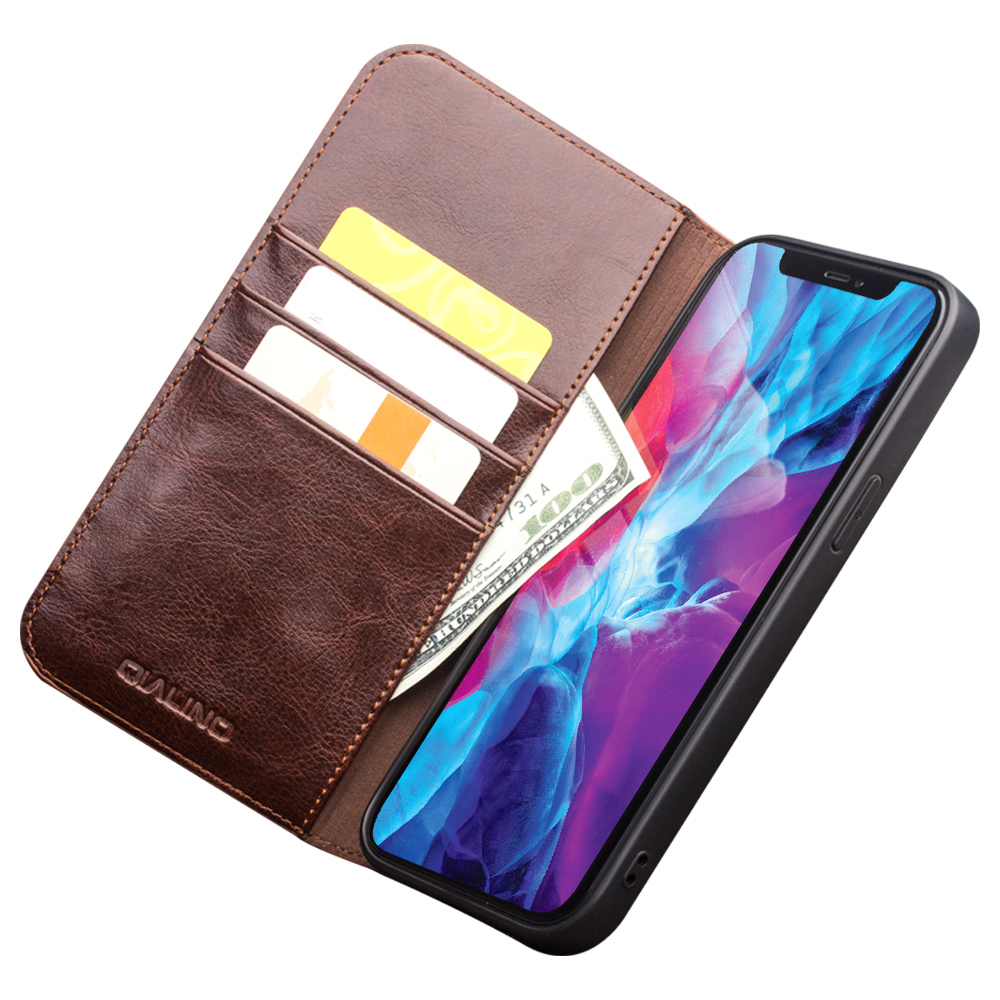 iPhone 11 Pro Case Hülle - Qialino Flip Echtleder - Braun