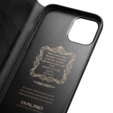 iPhone XR Case Hülle - Qialino Flip Echtleder - Schwarz