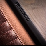 iPhone XR Case Hülle - Qialino Flip Echtleder - Schwarz