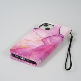 iPhone 13 Case Hülle - Flip Wallet Liquid Color mit Magnet Verschluss - Purple Sunset