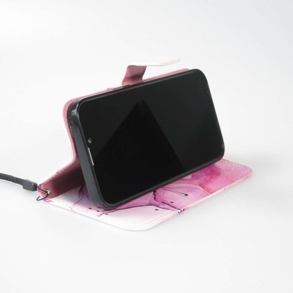 iPhone 13 Case Hülle - Flip Wallet Liquid Color mit Magnet Verschluss - Purple Sunset