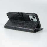iPhone 13 Pro Case Hülle - Flip Krokodil - Schwarz