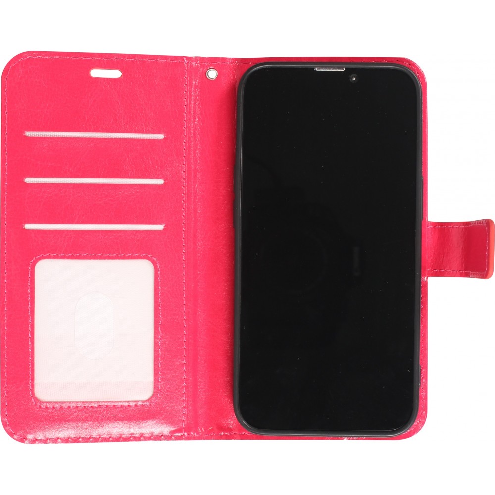 Samsung Galaxy S24 FE Case Hülle - Premium Flip Leder Tasche - Dunkelrosa