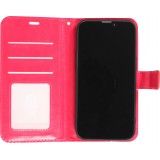 Samsung Galaxy S24 FE Case Hülle - Premium Flip Leder Tasche - Dunkelrosa
