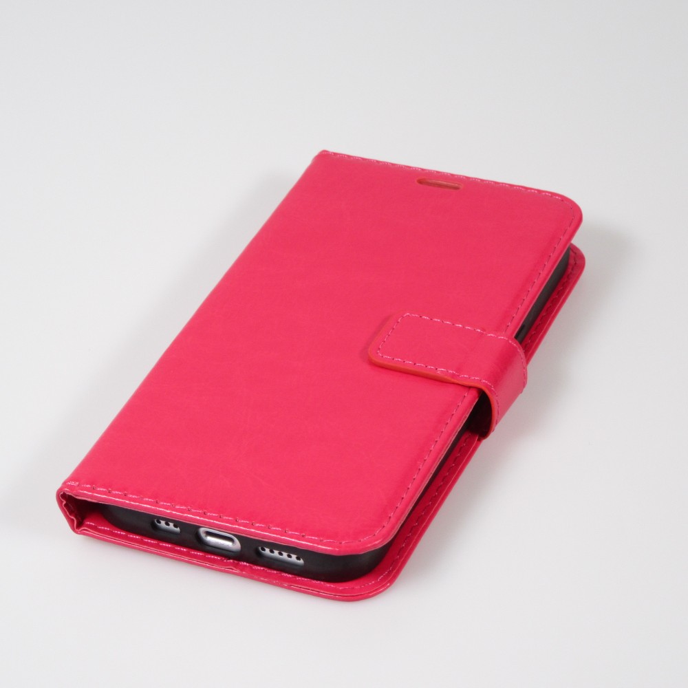 Samsung Galaxy S24 FE Case Hülle - Premium Flip Leder Tasche - Dunkelrosa