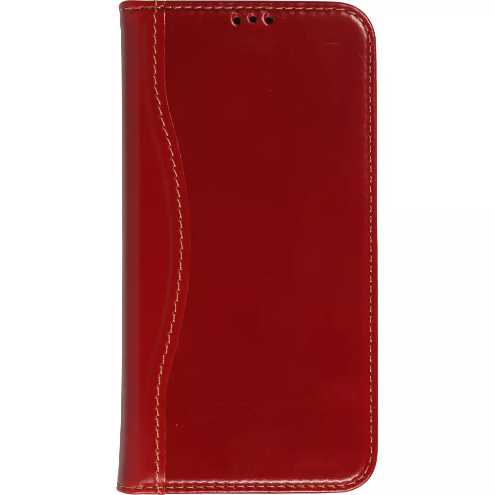 Fourre iPhone 13 Pro Max - Flip Fierre Shann cuir véritable - Rouge