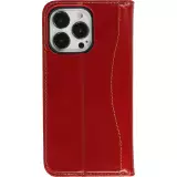 Fourre iPhone 13 Pro Max - Flip Fierre Shann cuir véritable - Rouge