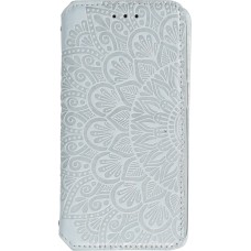 iPhone 13 Pro Max Case Hülle - Flip Wallet Fashion künstlerisches Mandala Design  - Grau