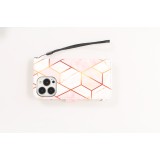 iPhone 13 Pro Case Hülle - Flip Wallet marmor geometric lines mit Magnet Verschluss - Rosa