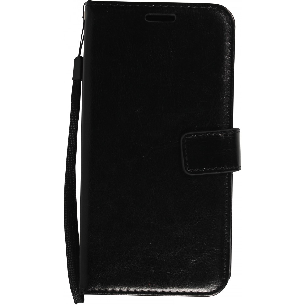 iPhone 14 Pro Case Hülle - Premium Flip Leder Tasche - Schwarz